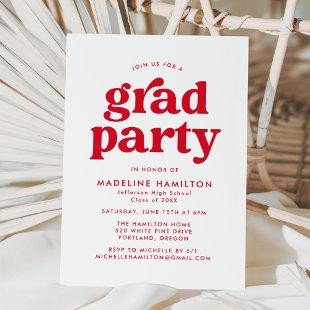 Bold Red Typography Graduation Party Invitation