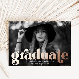 Bold Rose Gold Typography Graduation Announcement