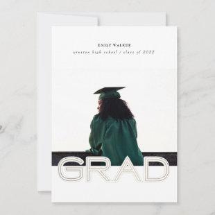 bold script graduation announcement photo card