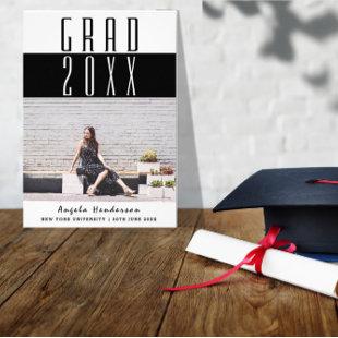 Bold Solid Text Photo Graduation Announcements