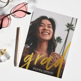 Bold Trendy Brushed Gold Graduation Announcement