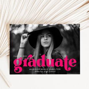 Bold Typography Fuchsia Photo Graduation Announcement