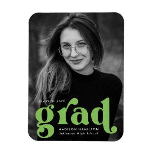 Bold Typography Lime Green Photo Graduation Magnet