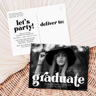 Bold Typography Photo Graduation Party Invitation Postcard