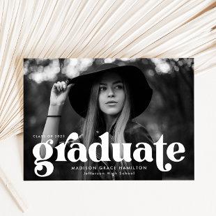 Bold Typography White Photo Graduation Announcement