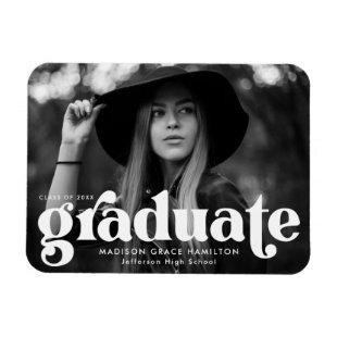 Bold Typography White Photo Graduation Magnet