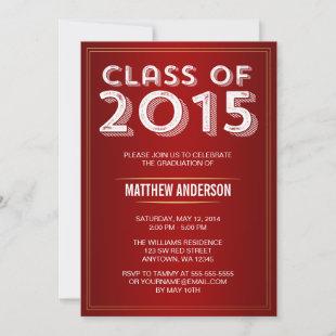 Bold Vintage Red Gold 2015 Graduation Invitation
