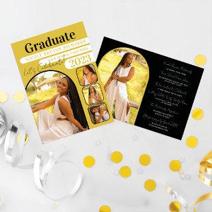 Bold Yellow Black Typography Photo Graduation Invitation