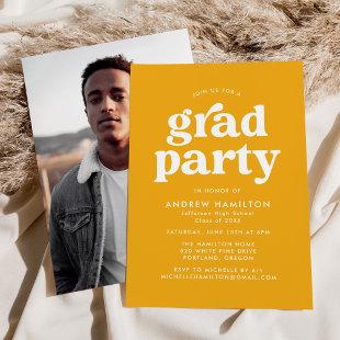 Bold Yellow Typography Photo Graduation Party Invitation
