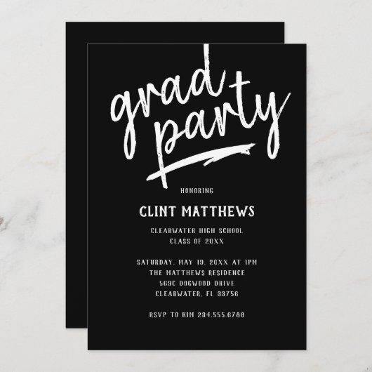 Boldly Brushed Grad Party Invitation