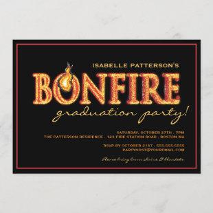 Bonfire Flames Graduation Party Invitation