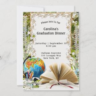 Book World Frame White Graduation Invitation