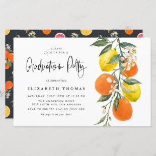 Botanical Orange and Lemon Graduation Invitation