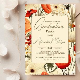 botanical  Wildflower Graduation Party Invitation