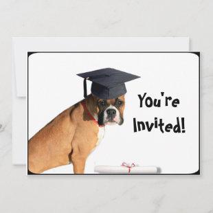 Boxer dog graduation party invitations