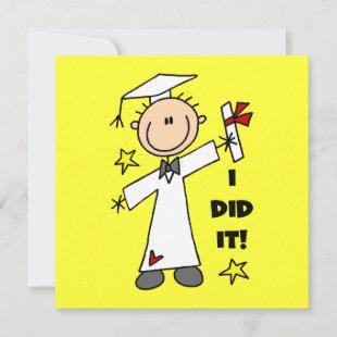 Boy Graduate in White Cap and Gown Flat Cards