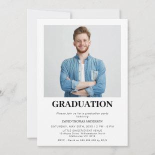 Boys Minimalist Photo Graduation Party  Invitation