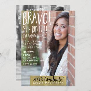 Bravo She Did It Magazine Picture Photo Graduation Invitation