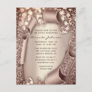 Bridal Birthday SWEET 16th Rose Gold 3D Glitter Invitation
