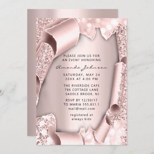 Bridal Shower Birthday 16th Rose 3D Glitter UNIQUE Invitation