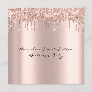 Bridal Shower Sweet 16th Drips Rose Gold Spark Invitation