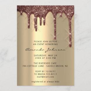 Bridal Shower Wedding Birthday Gold Gglittee Drips Invitation