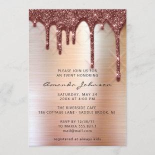 Bridal Wedding Birthday 16th Rose Gold Drip Invitation