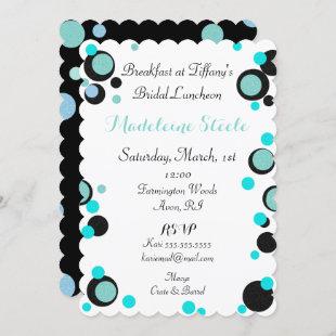 BRIDE & CO Teal Blue Black Polka Dot Party Shower Invitation