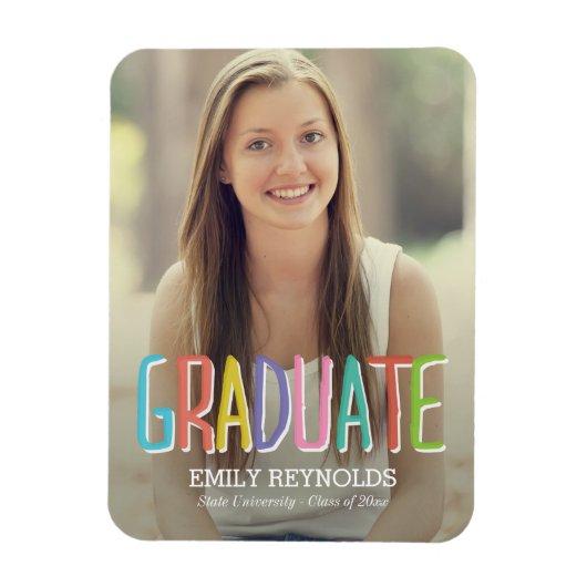 Bright and Colorful Graduation Announcement Magnet