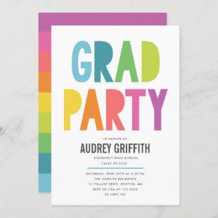 Bright Colorful Grad Party Invitation
