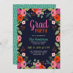Bright Floral Graduation Party Invitation