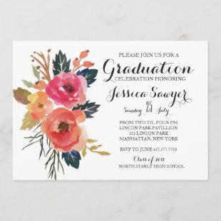 Bright Floral Graduation party Invitation