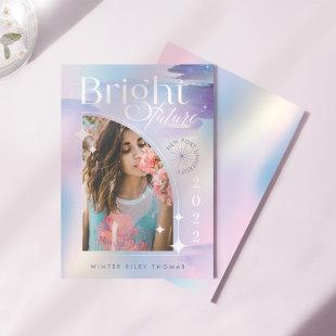 Bright Future Starry Iridescent Pastel Grad Photo Invitation