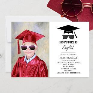 Bright Future Sunglasses Boy Photo Graduation  Invitation