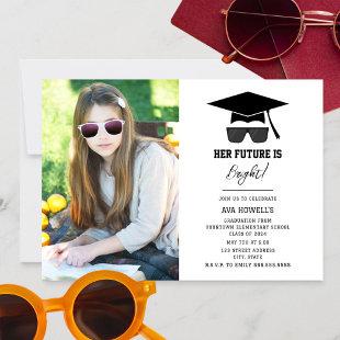 Bright Future Sunglasses Girl Photo Graduation  Invitation