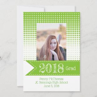 Bright Green Pattern Photo Graduation Annoucement Announcement