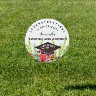 Brighten Floral Custom Double Sided Graduation  Sign