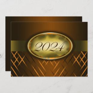 Brown and Gold Class of 2024 Party Invitation