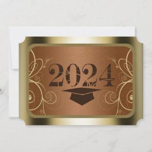 Brown and Gold Frame Graduation Invitation