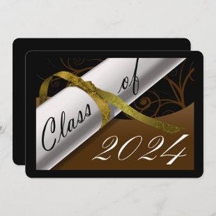 Brown and Gold Graduation Party Invitation