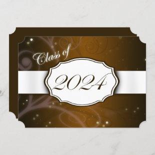 Brown and White 2024 Graduation Party Invitation