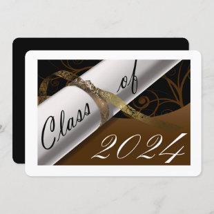 Brown and White Graduation Party Invitation
