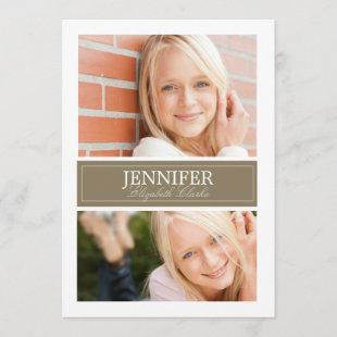 Brown and White Photo Graduation Card