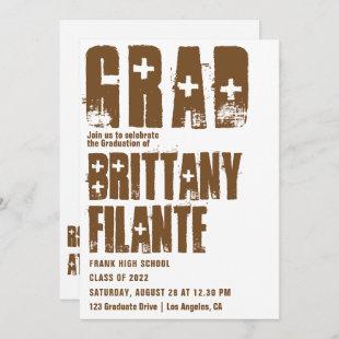 Brown and White Rustic Grunge Nurse Graduation Invitation
