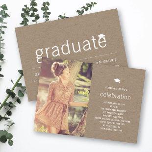 Brown Kraft Simple Graduate Photo Graduation Party Invitation