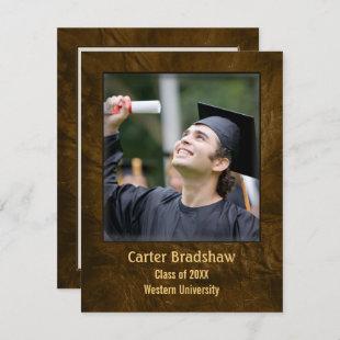Brown Leather Graduation Invitation
