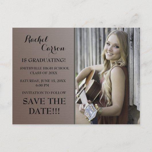 Brown Ombre' Save the Date Photo  Graduation Announcement Postcard