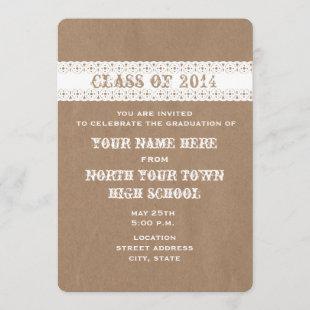 Brown Paper & Lace Inspired Graduation Invitation