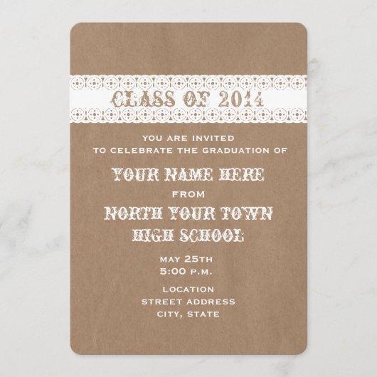 Brown Paper & Lace Inspired Graduation Invitation