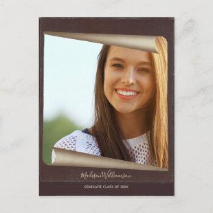 Brown Rustic Poster Graduation Photo Save The Date Announcement Postcard